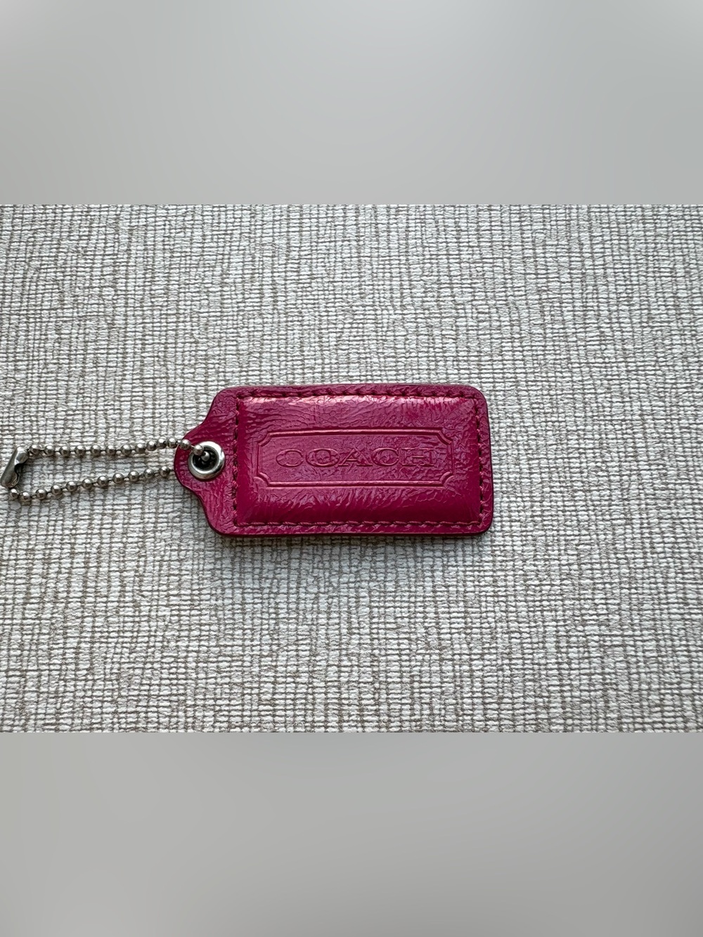 COACH Large Magenta Fuschia Patent Leather Hang Tag Hangtag Bag Charm Keychain